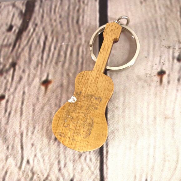 Wooden Guitar Keychain - Picture 2 of 4